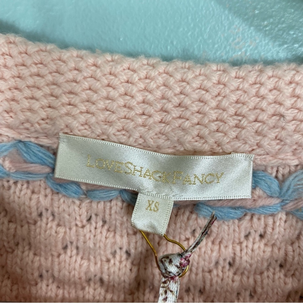 Loveshackfancy Naj Cardigan Sz XS Embroidery Floral Embroidered Pink - Picture 3 of 7